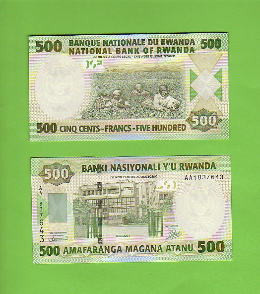 RWANDA - 1st July 2004/500 Francs Picking Tea
