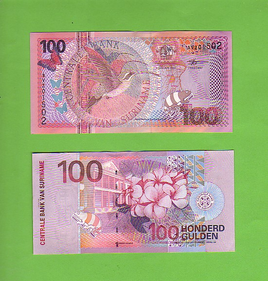 SURINAME - 1st January 2000/100 Guilders/Hummingbird