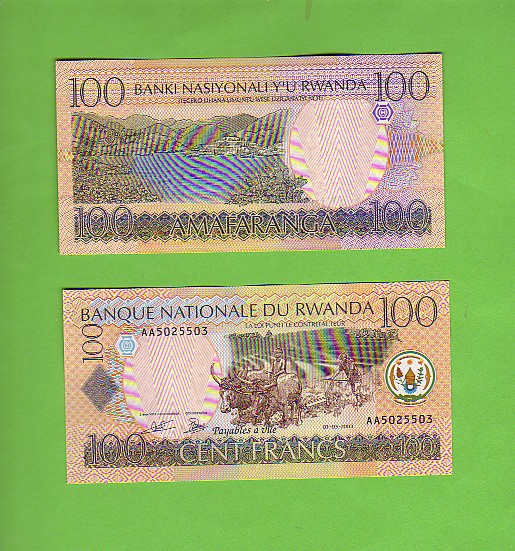 RWANDA - 1st May 2003/100 Francs/Lake/Ploughing