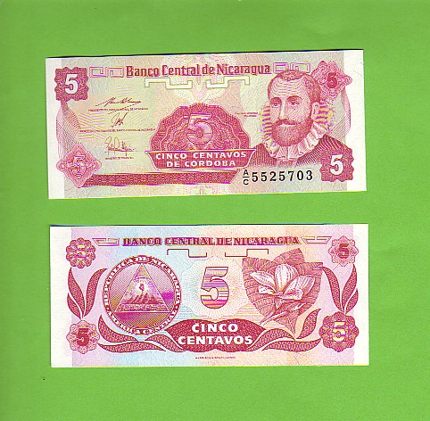 NICARAGUA - 5 Centavos/Cordoba/Orchid