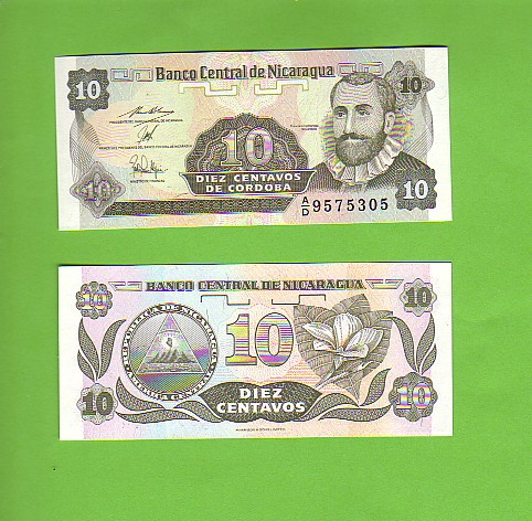 NICARAGUA - 10 Centavos/Cordoba/Orchid