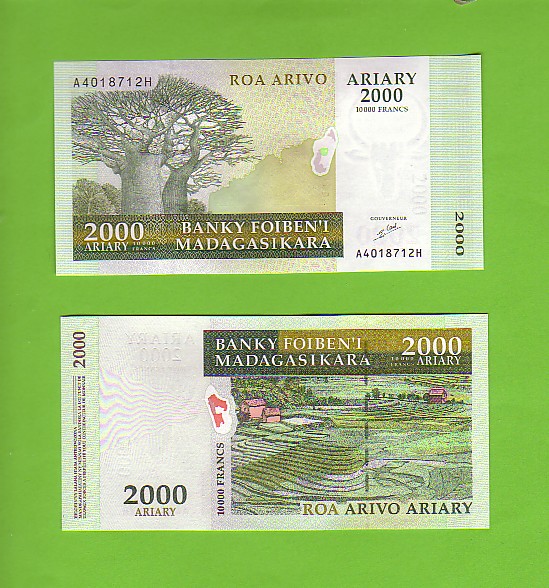 MADAGASCAR - 2000 Ariary/Baobab Trees/Rice Paddies