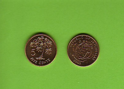 SEYCHELLES - 2003 5 Cents UNC/Coco De Mer